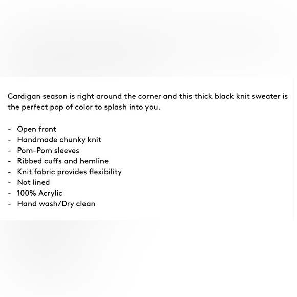 Chicwish Cuteness on Sleeves Black Cardigan Size Medium Oversized Chunky Boho - Picture 9 of 9